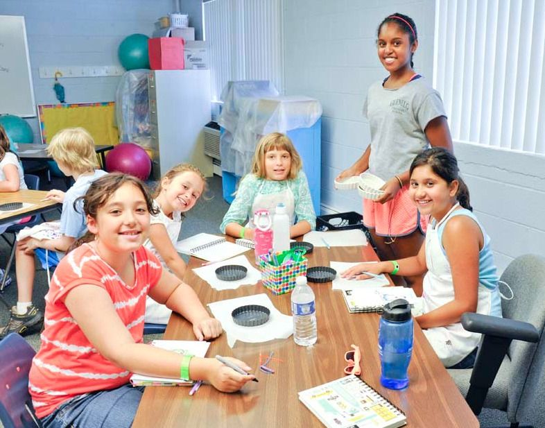 Summer in the Country campers pause during an arts and crafts camp.
